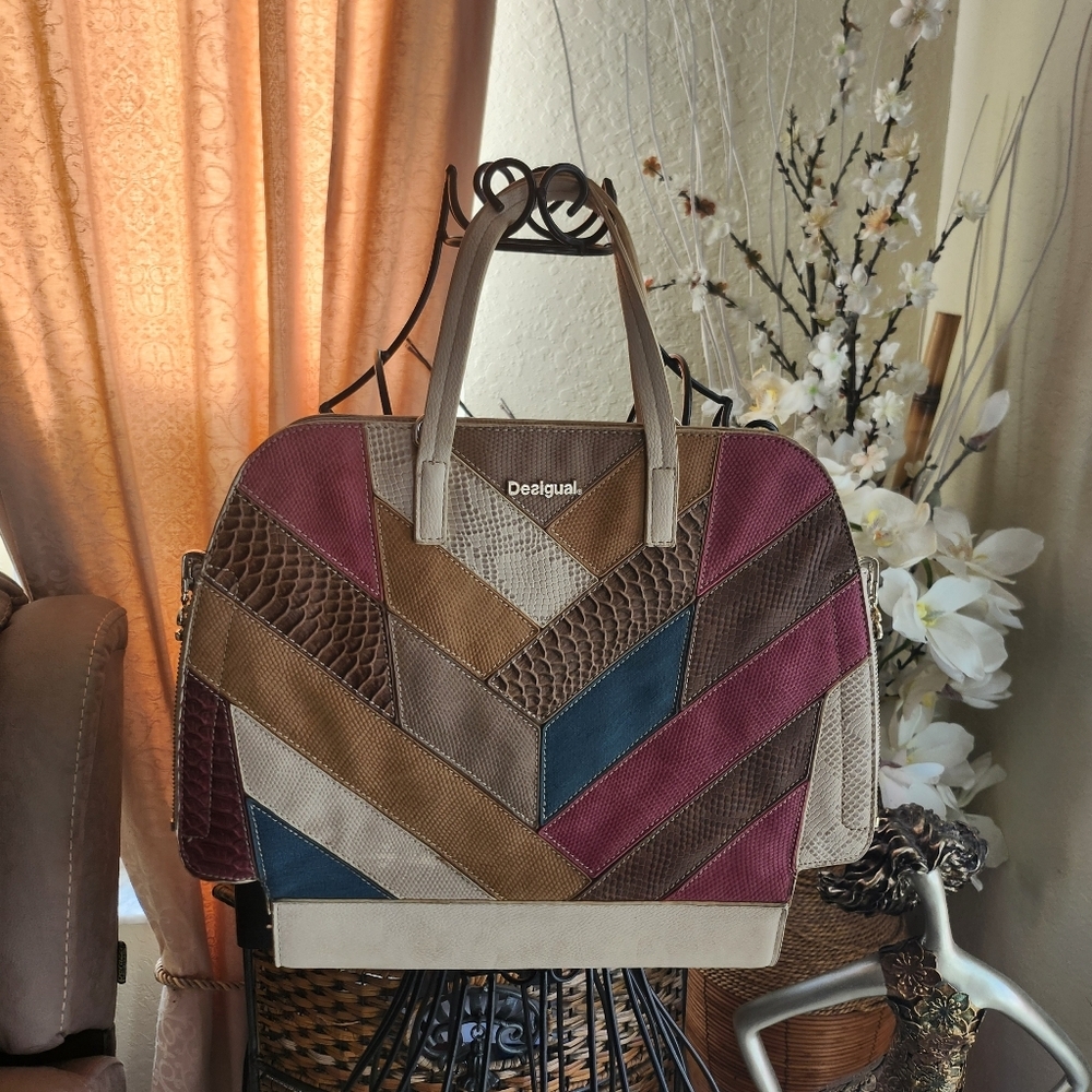 Desigual Reversible 2in1 Handbag Multicolored Pattern With Bag Inside